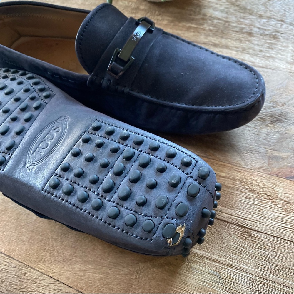 TOD’S - Navy Suede Driver Loafers + Box - Picture 9 of 16